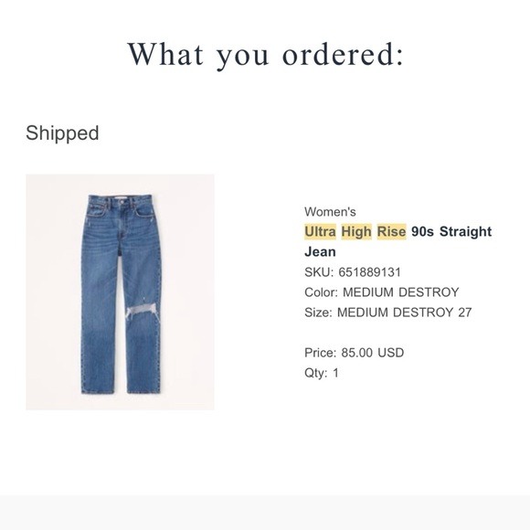 Ultra high rise 90s straight- Abercrombie - Picture 3 of 3